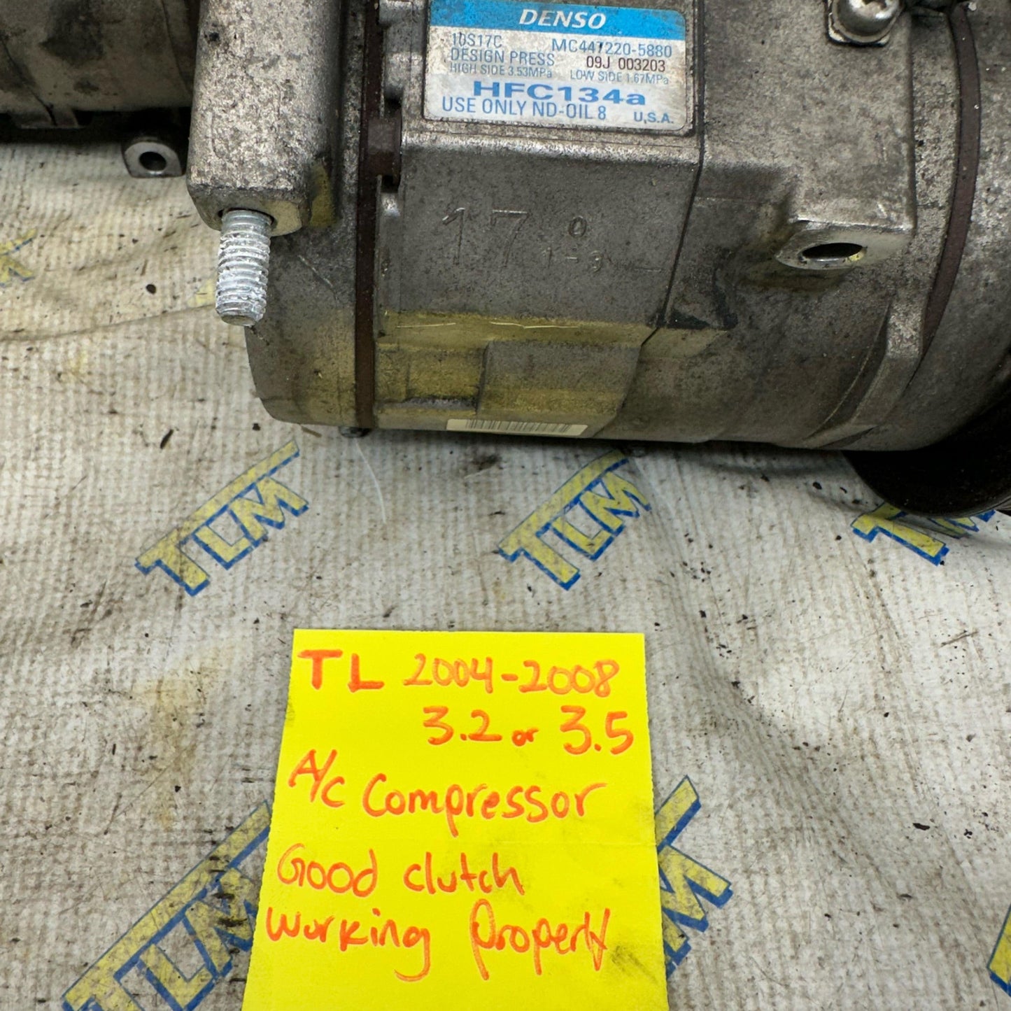 04-08 Acura TL AC Compressor 3.2 / 3.5 Good Clutch 05 06 07 Air Condition OEM
