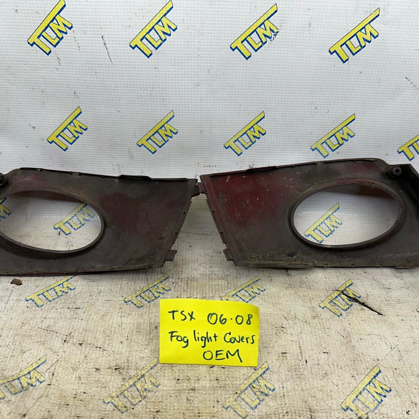 06-08 Acura TSX Front Bumper Fog Cover Bezel 2006 2007 2008 07 Red Plastic OEM