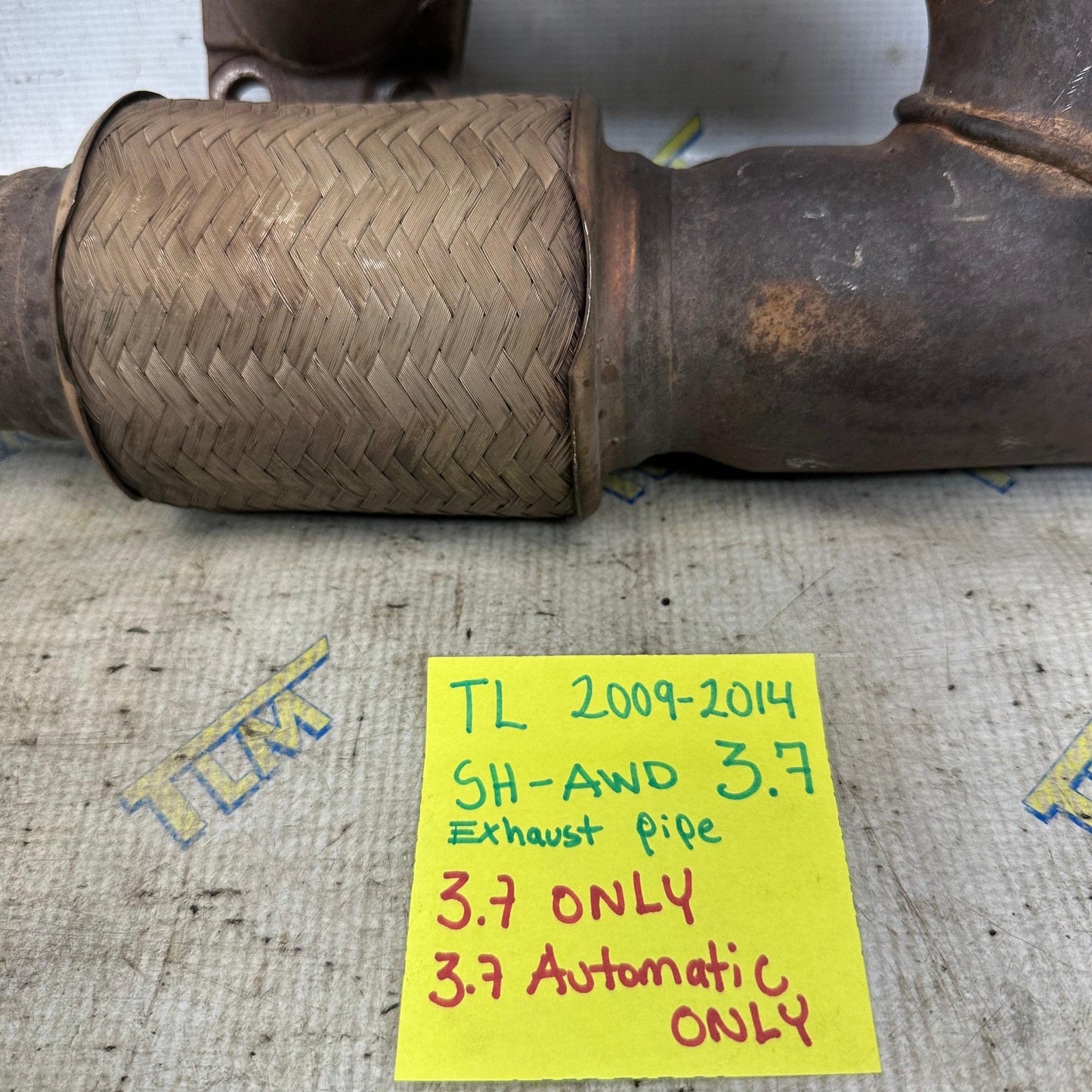 09-14 Acura TL Exhaust Down J Pipe Y Flex Pipe 3.7 2009 2010 2011 2012 2013 2014 OEM
