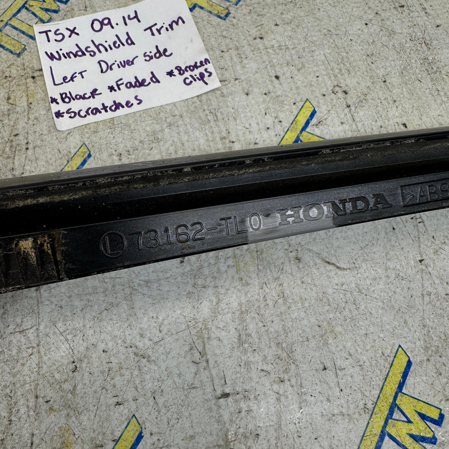 09-14 Acura TSX Windshield Trim Molding DRIVER LEFT 2010 2011 2012 13 black OEM