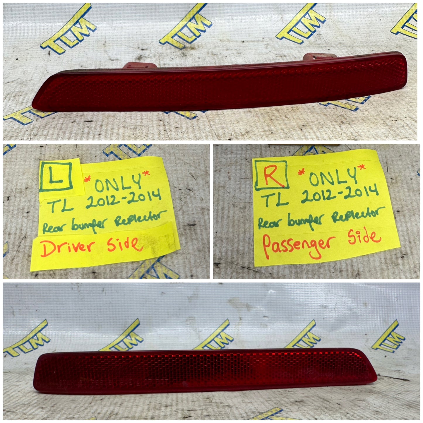 12-14 Acura TL Rear Bumper Reflector DRIVER LEFT & PASSENGER RIGHT 2012 2013 OEM