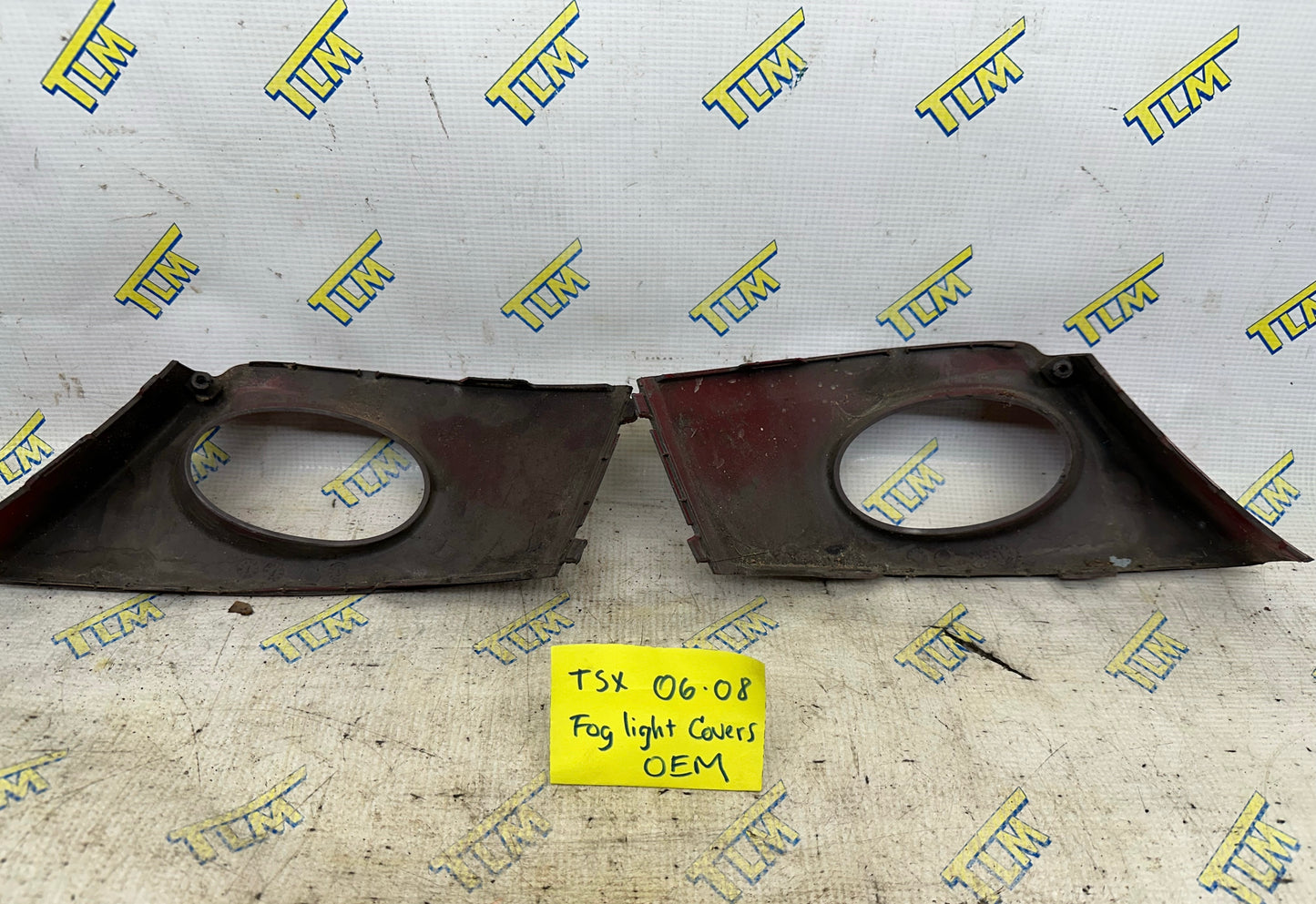 06-08 Acura TSX Front Bumper Fog Cover Bezel 2006 2007 2008 07 Red Plastic OEM