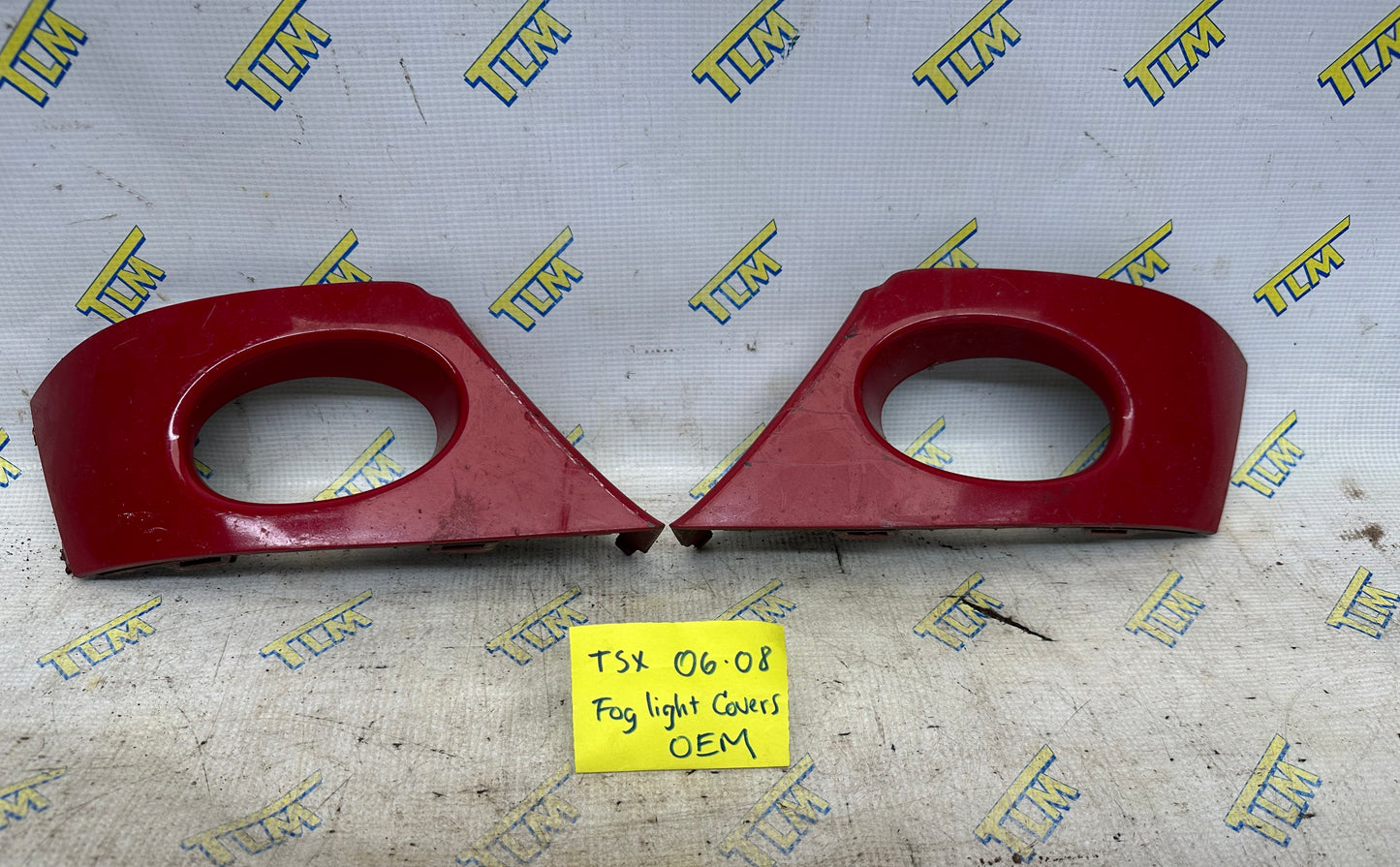06-08 Acura TSX Front Bumper Fog Cover Bezel 2006 2007 2008 07 Red Plastic OEM