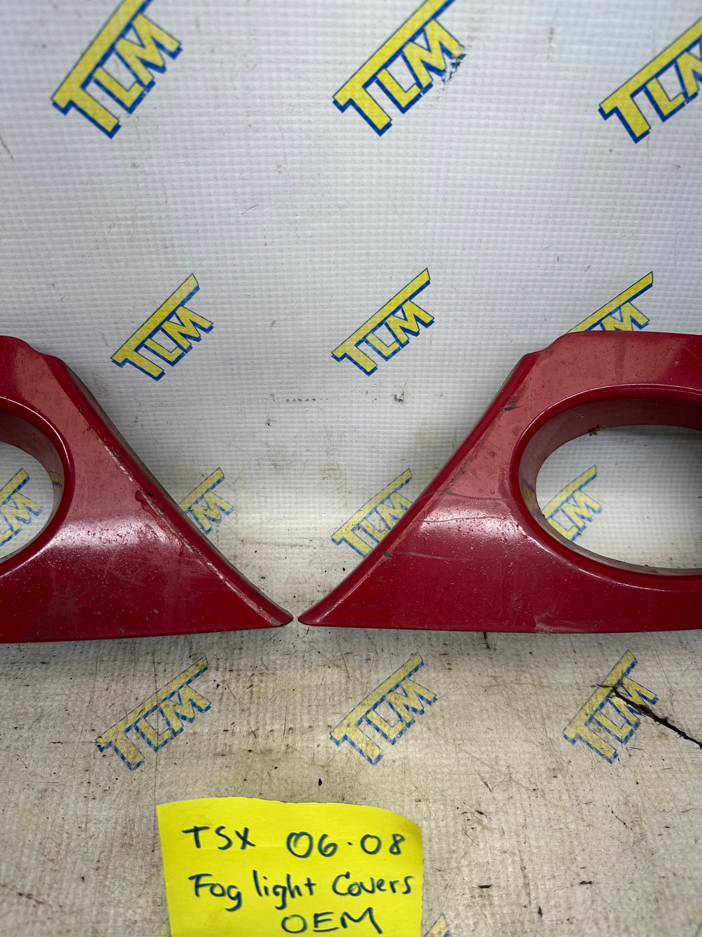 06-08 Acura TSX Front Bumper Fog Cover Bezel 2006 2007 2008 07 Red Plastic OEM