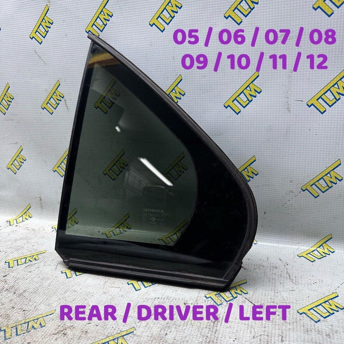 05-12 Acura RL Window Glass Quarter REAR DRIVER LEFT *TINTED* 06 07 08 09 10 OEM