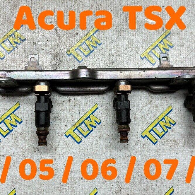 2006 Acura TSX Injectors And Fuel Rail 2.4 Engine K24A2 2004 2005 2007 2008 OEM