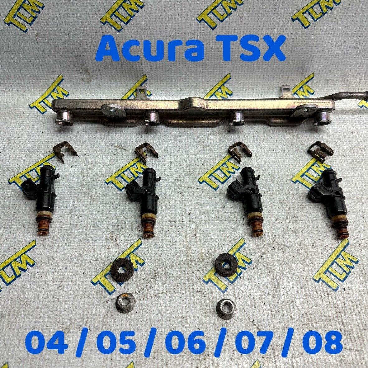 2006 Acura TSX Injectors And Fuel Rail 2.4 Engine K24A2 2004 2005 2007 2008 OEM