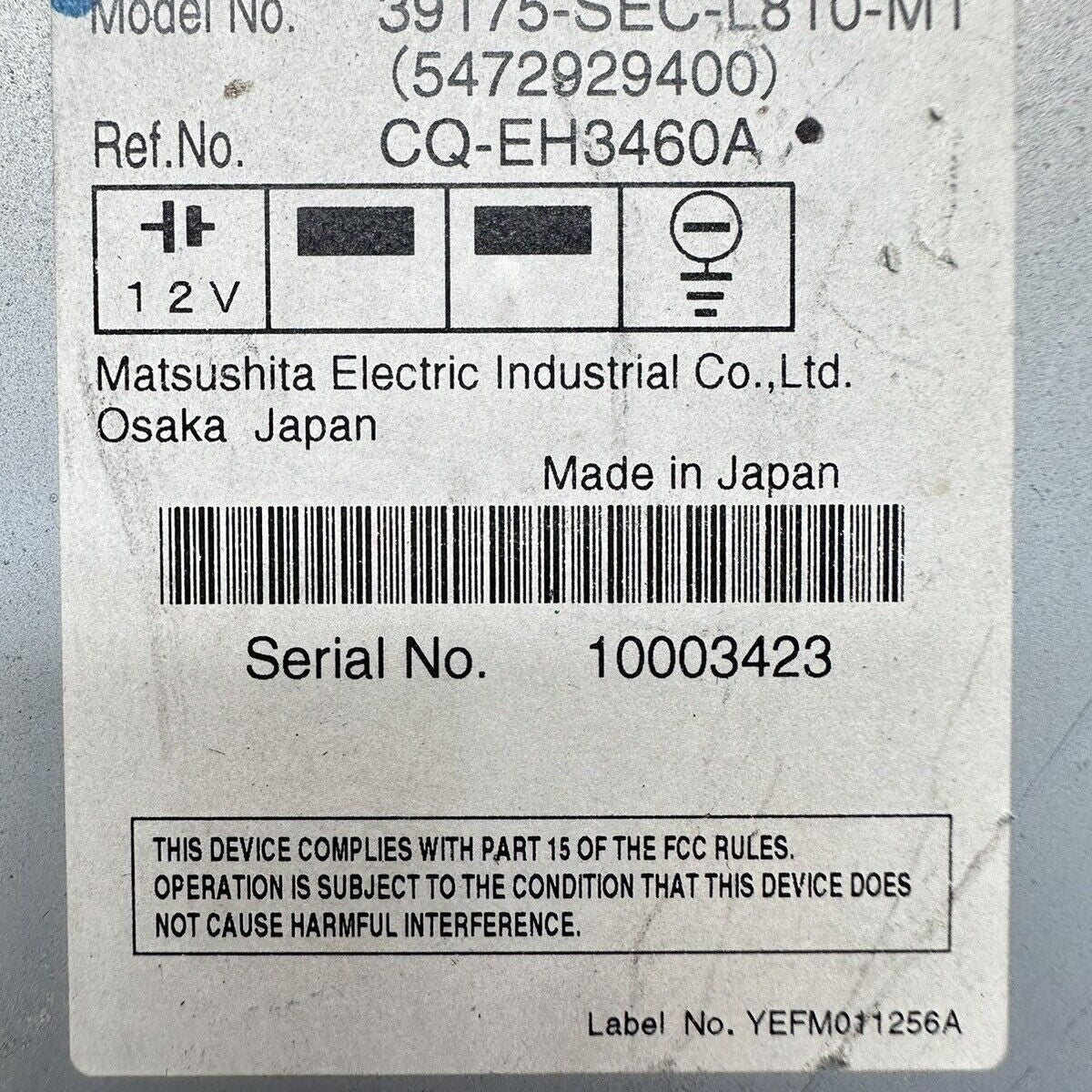 Acura TSX Radio Receiver 39175-SEC-L810-M1 BLOCK OEM