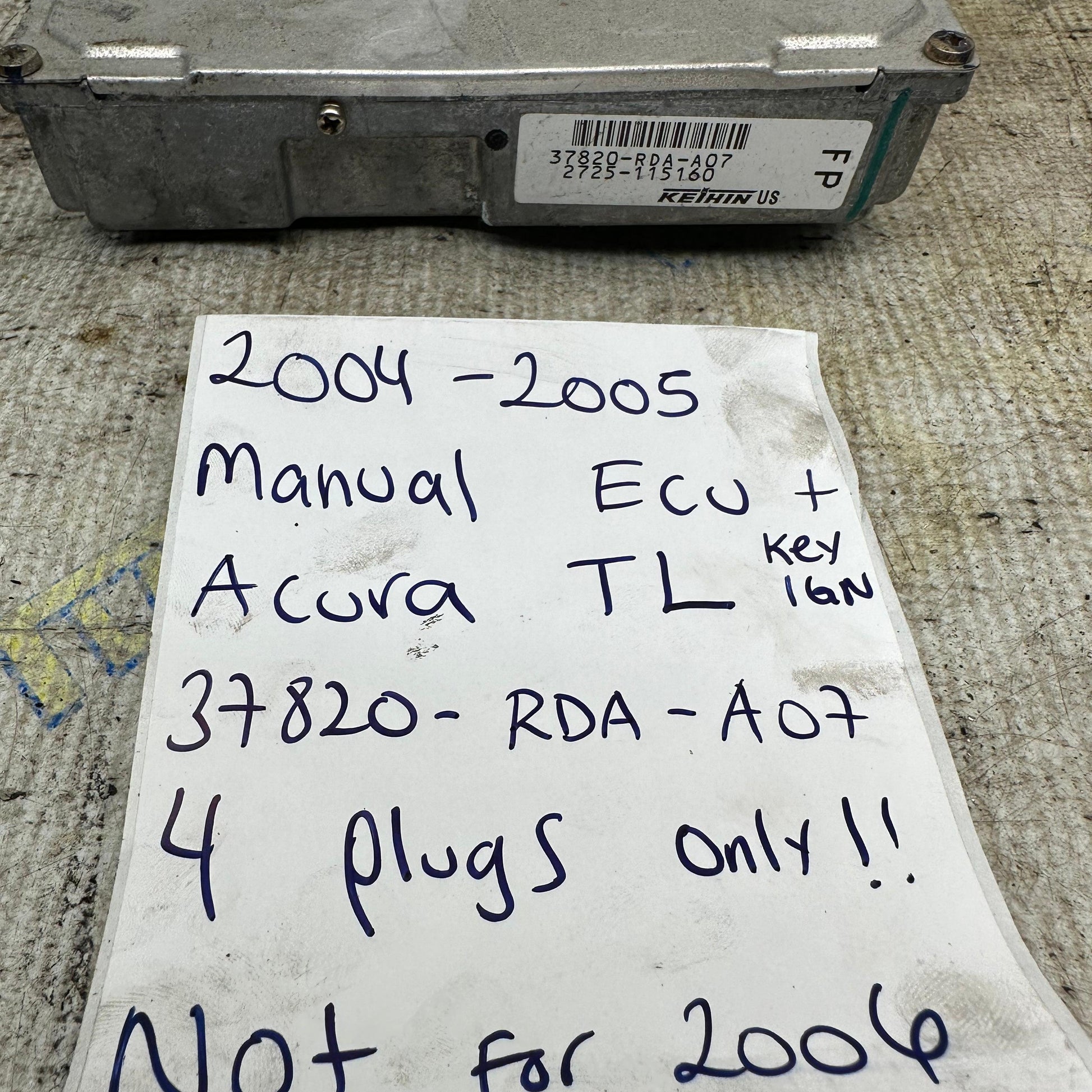 04 05 Acura TL *manual* ECU Ignition Immobilizer Key 6 Speed Immo RDAA07 2004 2005 OEM