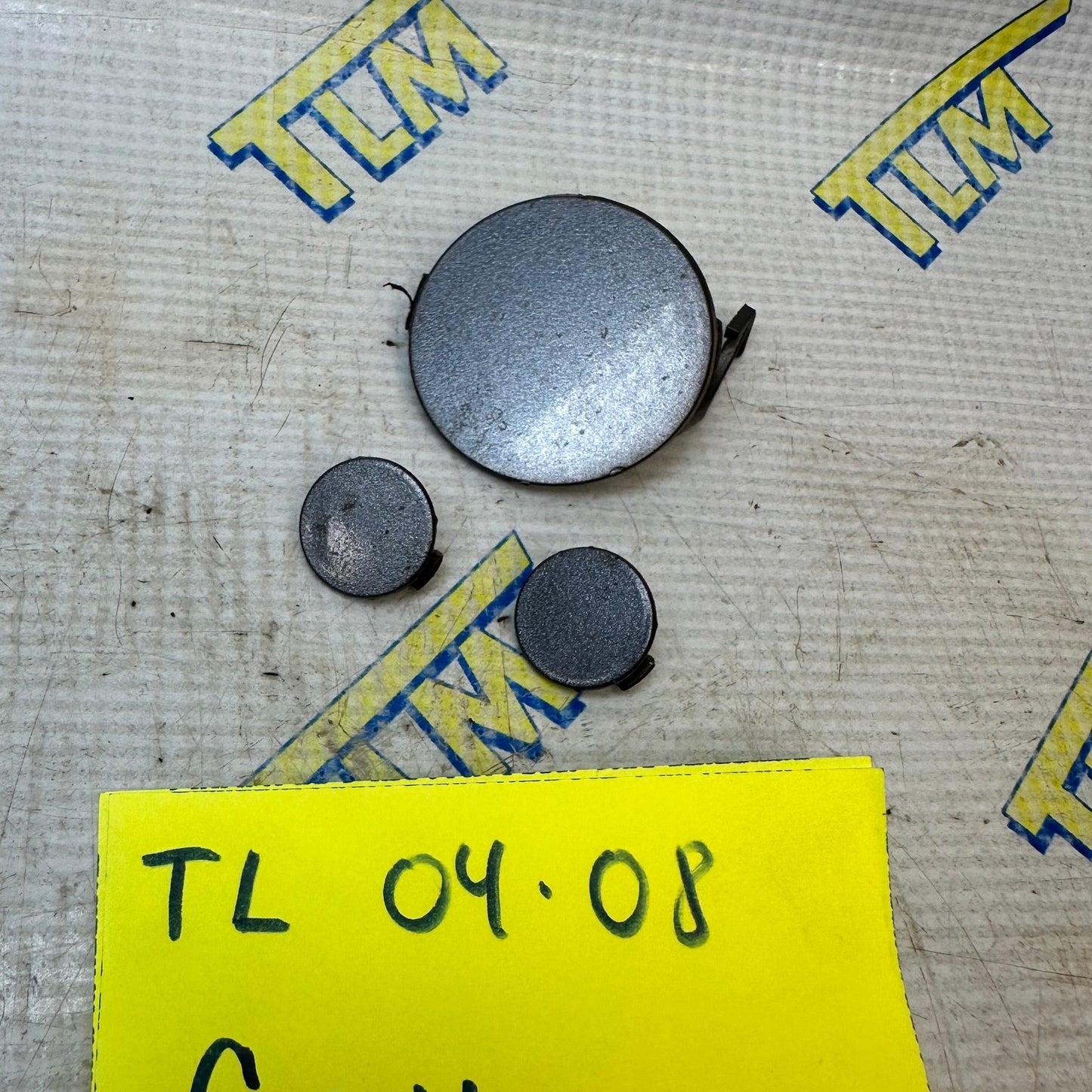 04-08 Acura TL Bumper Tow Hook & License Plate Cover Caps GREY 05 06 07 08 OEM