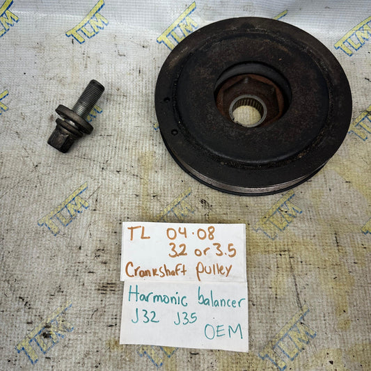 04-08 Acura TL Crankshaft Pulley J32 J35 Engine Harmonic Balancer 05 06 07 OEM