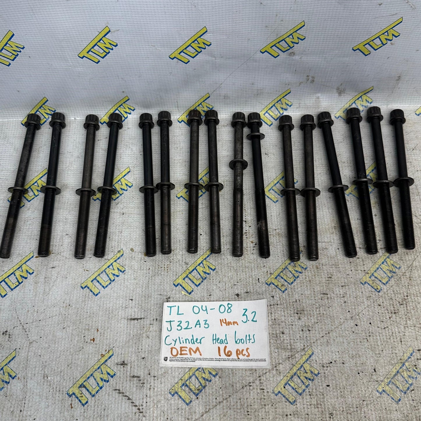 04-08 Acura TL Cylinder Head Bolts 16 Pieces J32A3 3.2 Engine 14mm 05 06 07 OEM