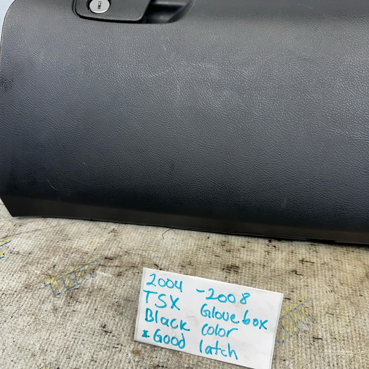 04-08 Acura TSX Glove Box Door Dash Bin Black Leather 05 06 07 Good Latch OEM