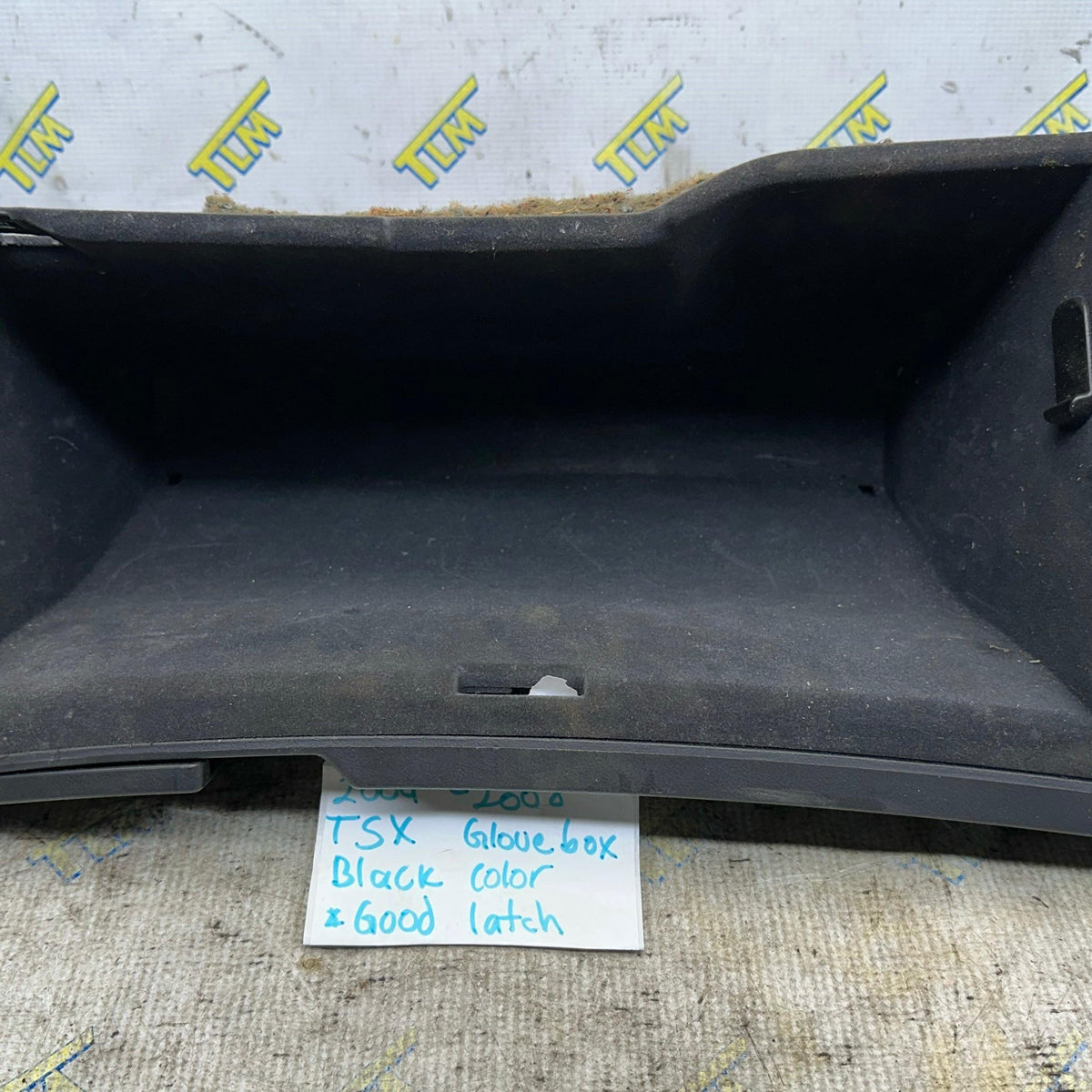04-08 Acura TSX Glove Box Door Dash Bin Black Leather 05 06 07 Good Latch OEM