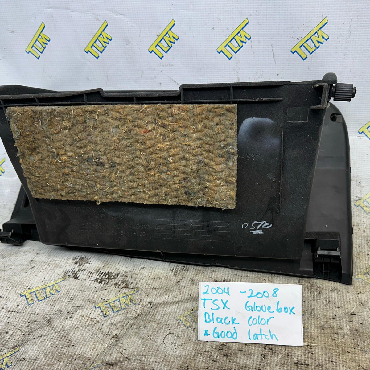 04-08 Acura TSX Glove Box Door Dash Bin Black Leather 05 06 07 Good Latch OEM