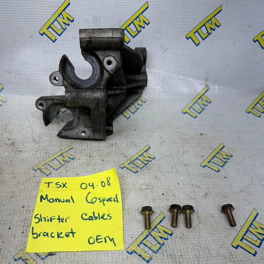 04-08 Acura TSX MANUAL Transmission Shifter Cables Bracket with Bolts 6 Speed 05 06 07 OEM
