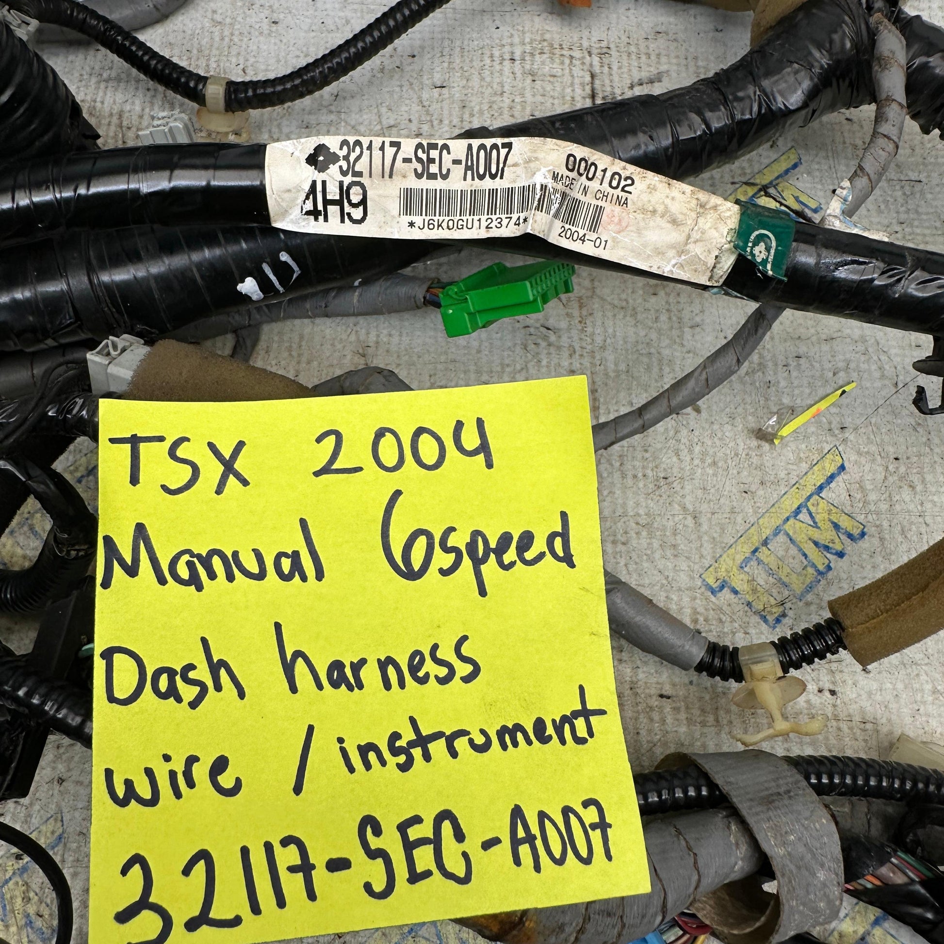 04 Acura TSX Dash Harness *MANUAL* Wire 32117 Instrument 6 Speed M/T 2004 OEM