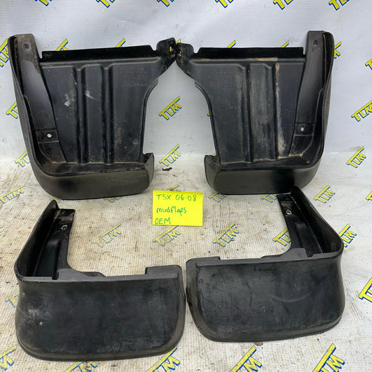06 07 08 Acura TSX Mud Flaps FRONT & REAR Set Driver / Passenger 2006 2007 2008 OEM