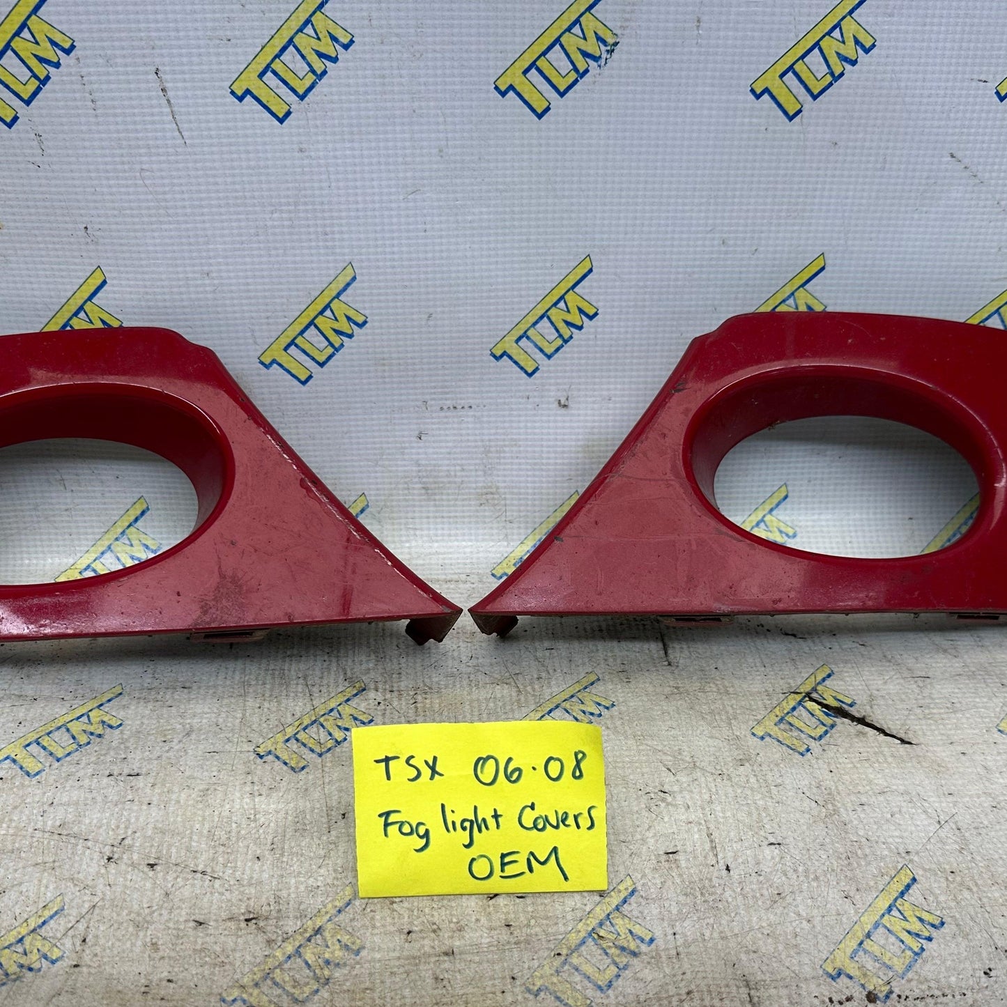 06-08 Acura TSX Front Bumper Fog Cover Bezel 2006 2007 2008 07 Red Plastic OEM