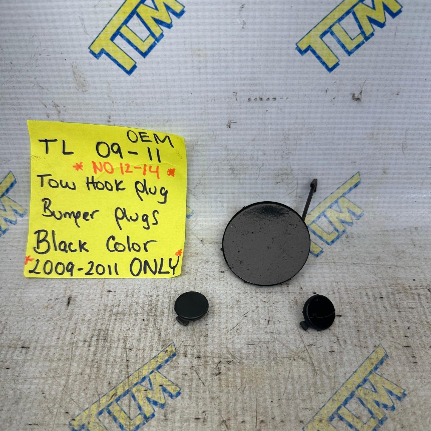 09-11 Acura TL Bumper Tow Hook & License Plate Cover Caps BLACK 09 2010 2011 OEM