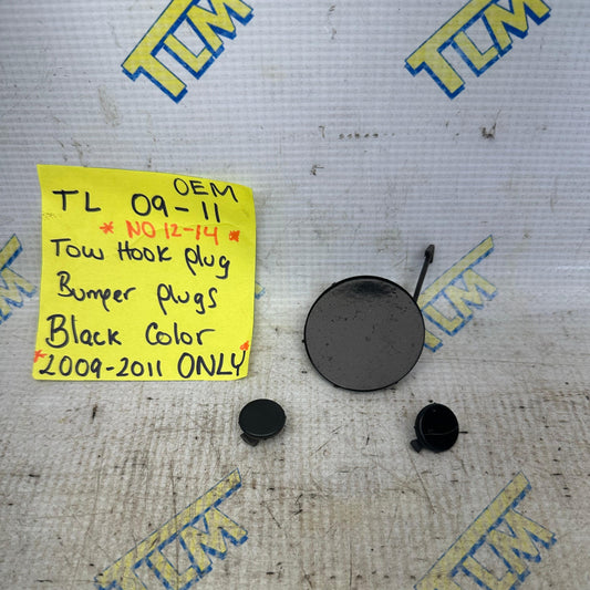 09-11 Acura TL Bumper Tow Hook & License Plate Cover Caps BLACK 09 2010 2011 OEM