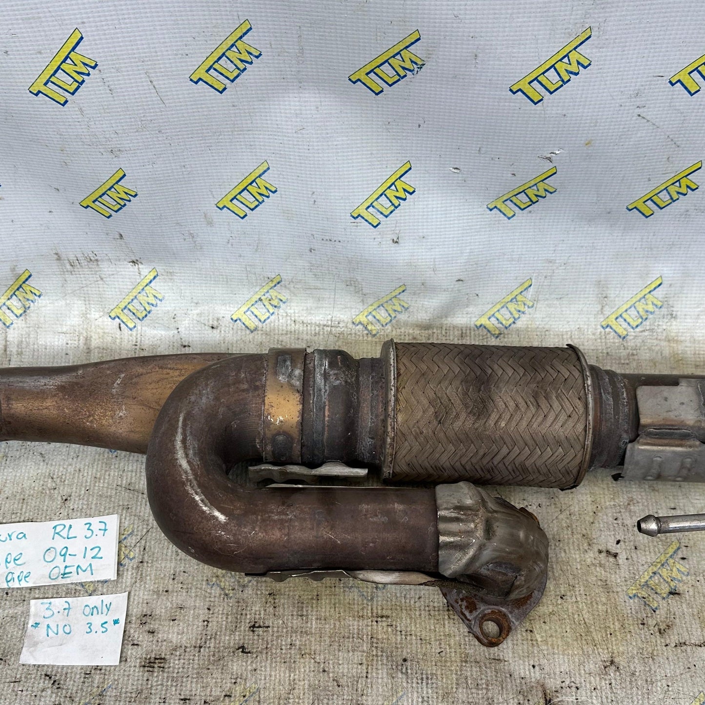 09-12 Acura RL Exhaust Down J Pipe Y Flex Pipe 3.7 Engine 2010 2011 2012 OEM