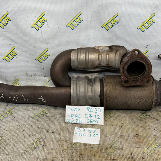 09-12 Acura RL Exhaust Down J Pipe Y Flex Pipe 3.7 Engine 2010 2011 2012 OEM