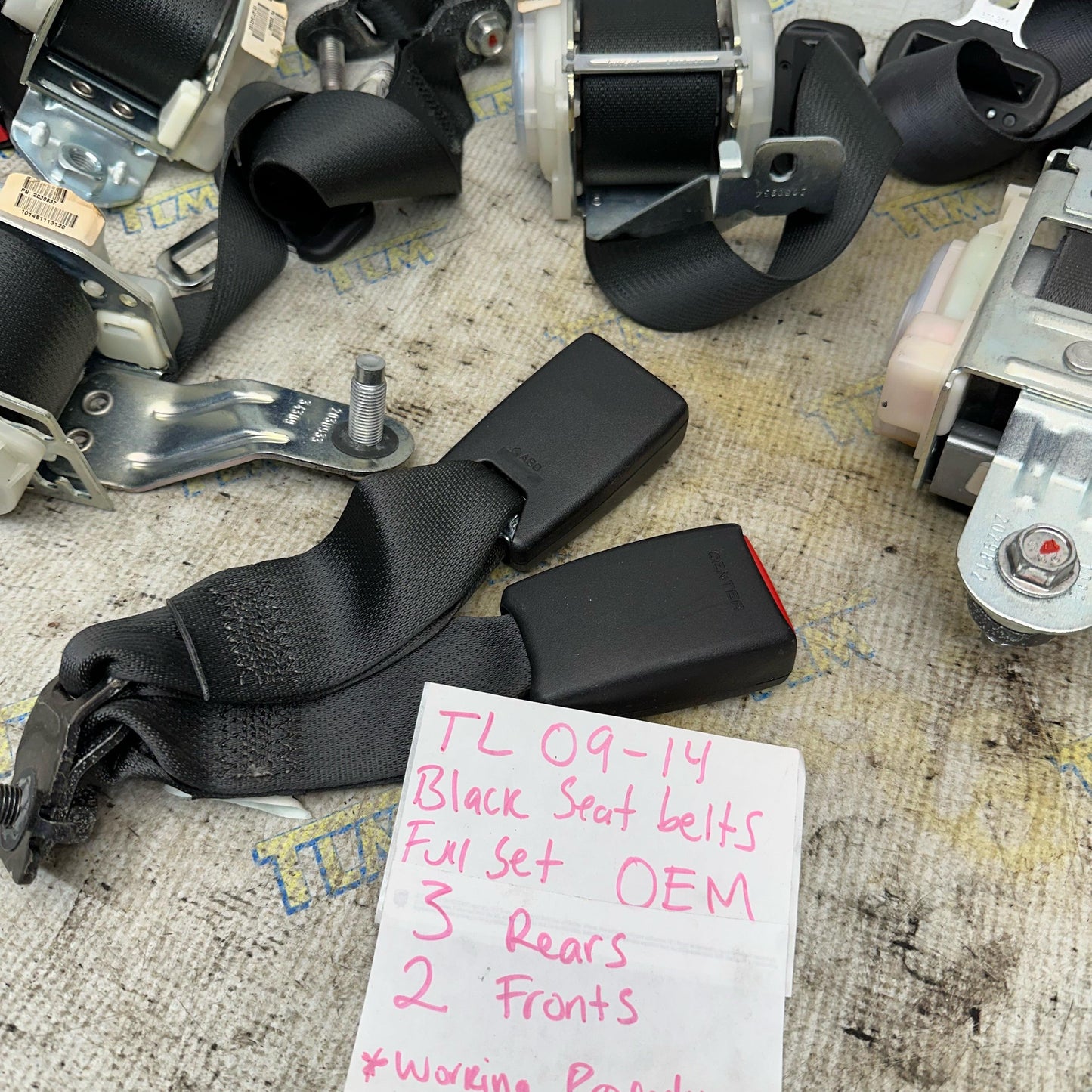 09-14 Acura TL BLACK Seatbelt Full SET FRONT REAR LEFT RIGHT 2010 2011 2012 2013 2014 OEM
