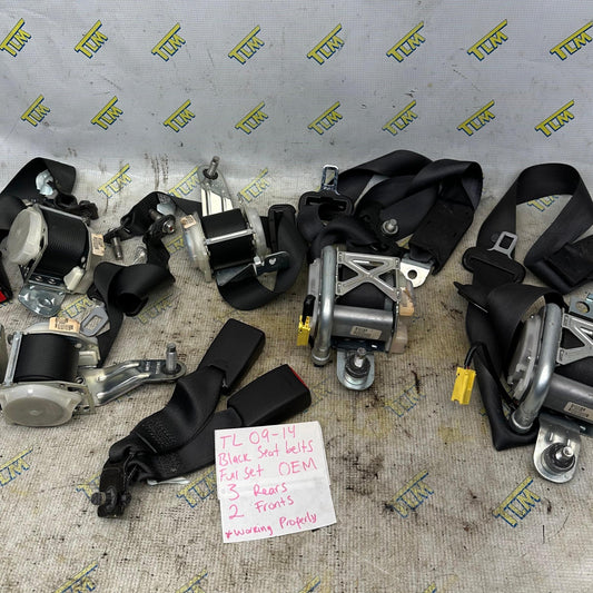 09-14 Acura TL BLACK Seatbelt Full SET FRONT REAR LEFT RIGHT 2010 2011 2012 2013 2014 OEM
