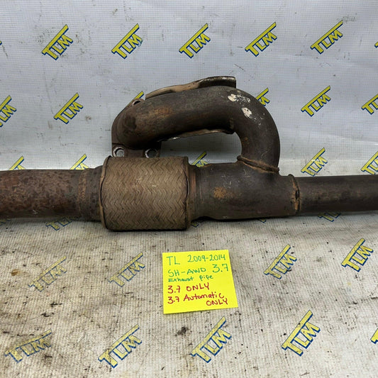 09-14 Acura TL Exhaust Down J Pipe Y Flex Pipe 3.7 2009 2010 2011 2012 2013 2014 OEM