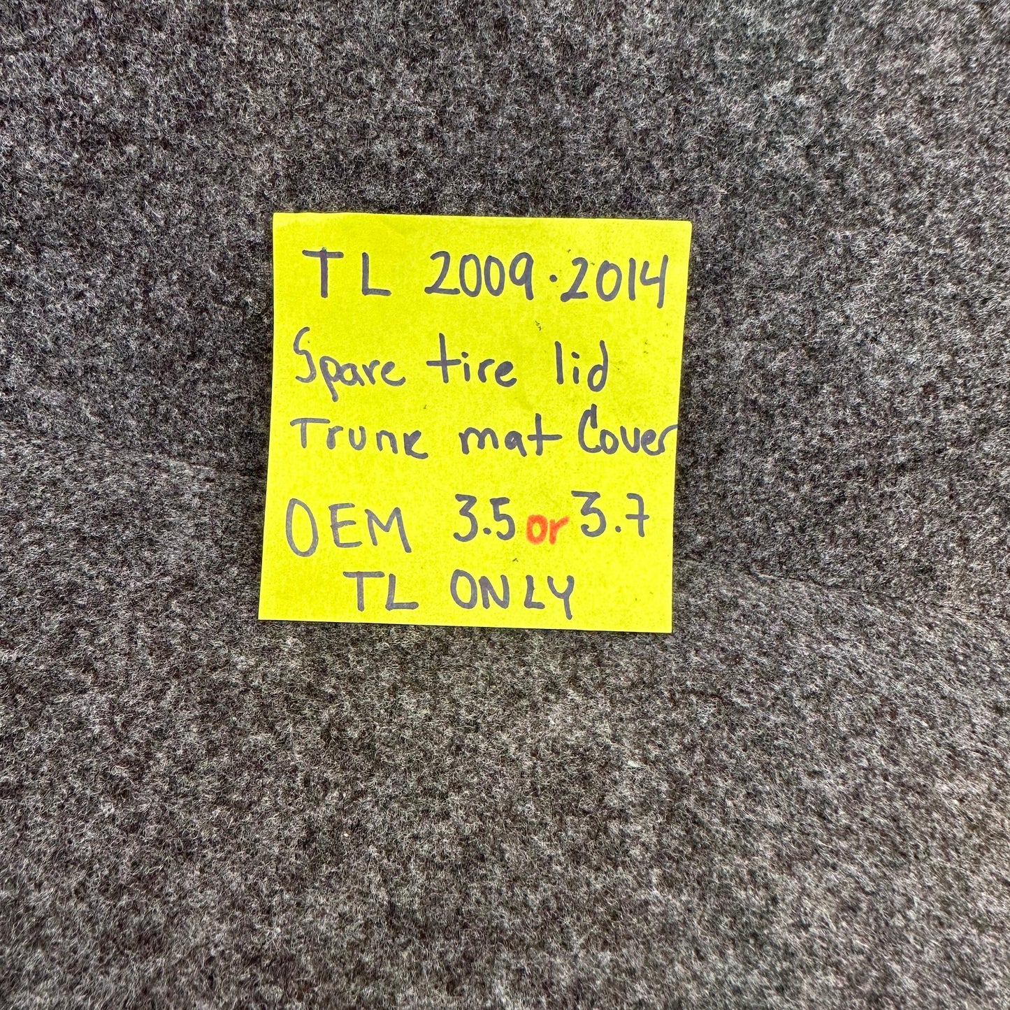 09-14 Acura TL Trunk Mat Spare Tire Cover Liner Carpet 2010 2011 2012 2013 OEM