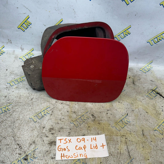 09-14 Acura TSX Fuel Gas Cap Cover Lid with Housing 2010 2011 2012 2013 Red OEM