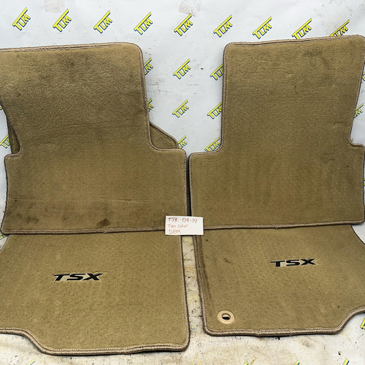09-14 Acura TSX Interior Floor Mats 2010 2011 2012 2013 Tan Cream Carpet OEM