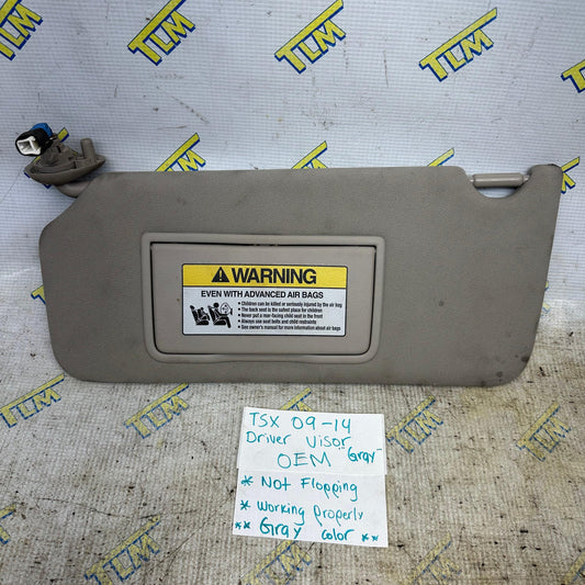 09-14 Acura TSX Sun Visor DRIVER LEFT Mirror Gray 10 2011 2012 2013 2014 OEM