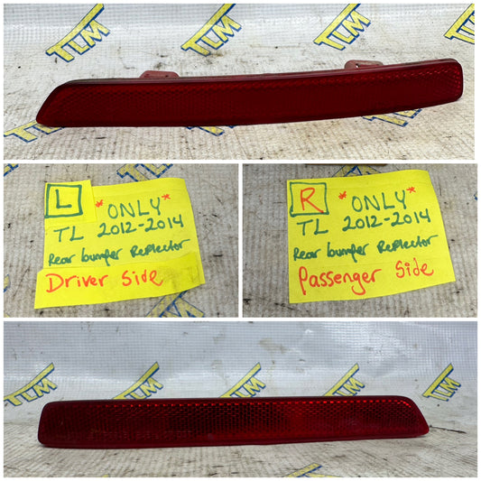 12-14 Acura TL Rear Bumper Reflector DRIVER LEFT & PASSENGER RIGHT 2012 2013 OEM