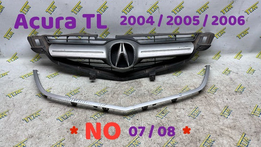 04-06 Acura TL Front Bumper Grille Mesh Emblem Logo V Trim 2004 2005 2006 05 OEM