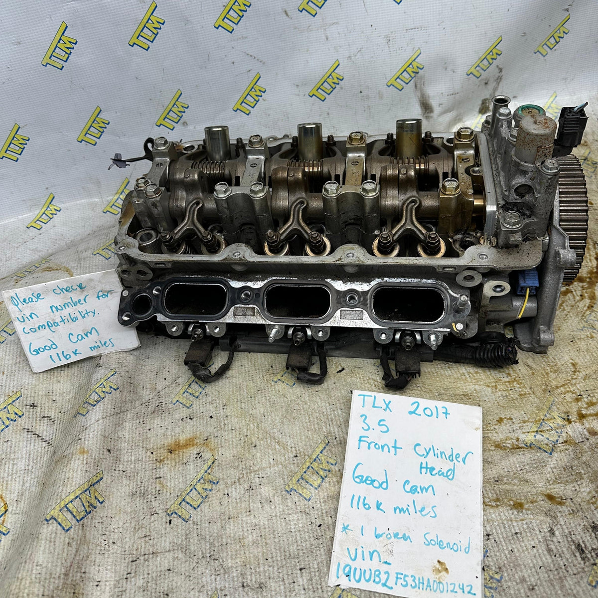 2017 Acura TLX FRONT Cylinder Head 3.5 Engine 116k Miles Good Cam *1 broken solenoid* OEM