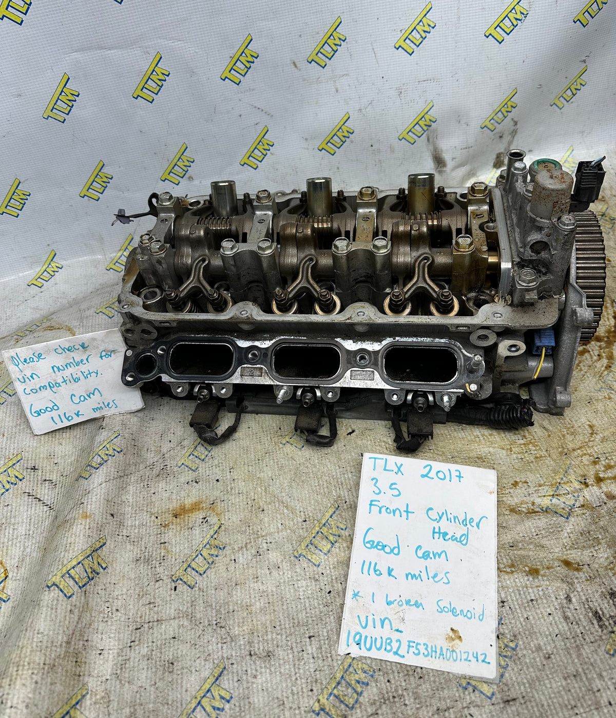 2017 Acura TLX FRONT Cylinder Head 3.5 Engine 116k Miles Good Cam *1 broken solenoid* OEM