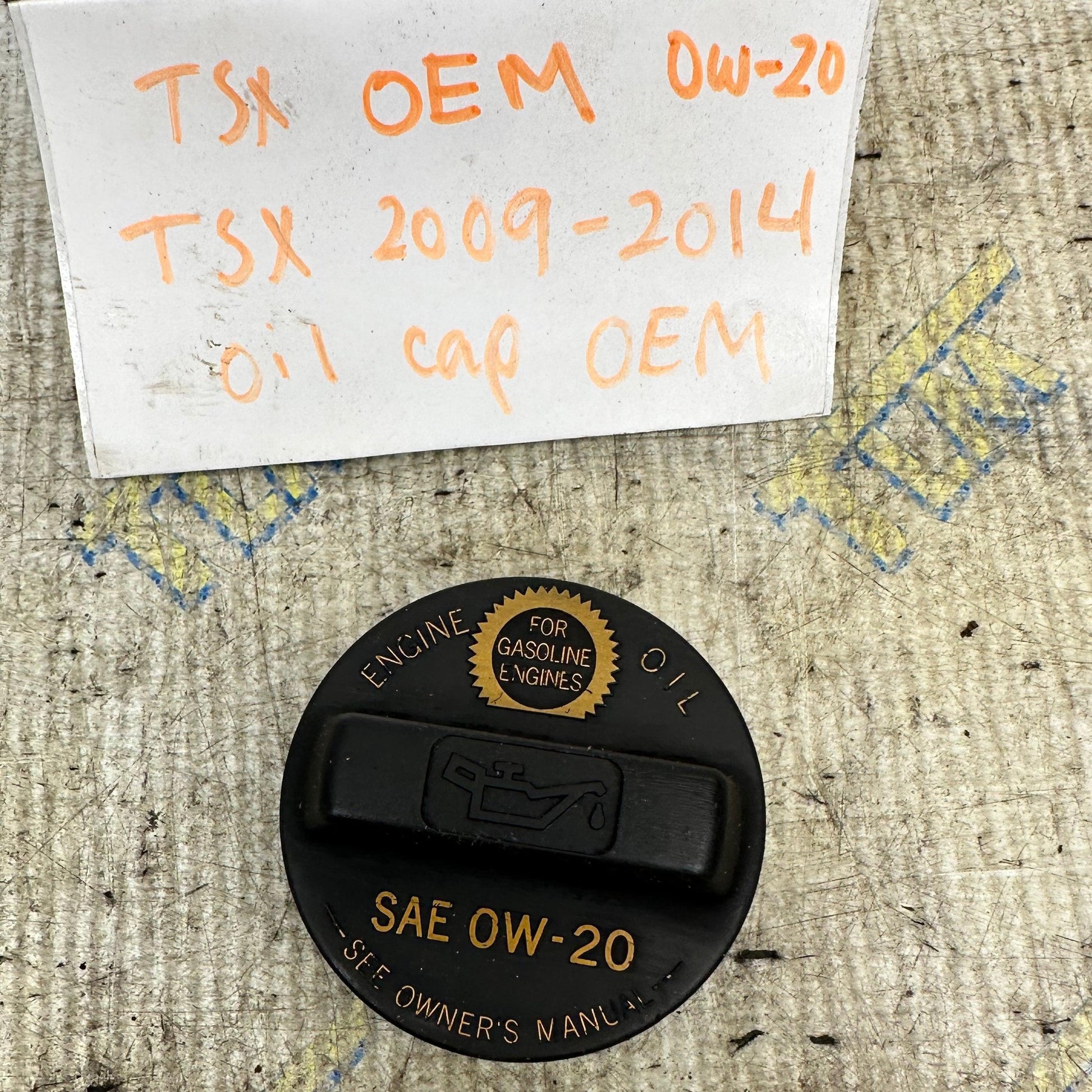 09-14 Acura TSX Oil Cap Engine SAE 0W-20 Motor orange 2010 2011 2012 2013 OEM