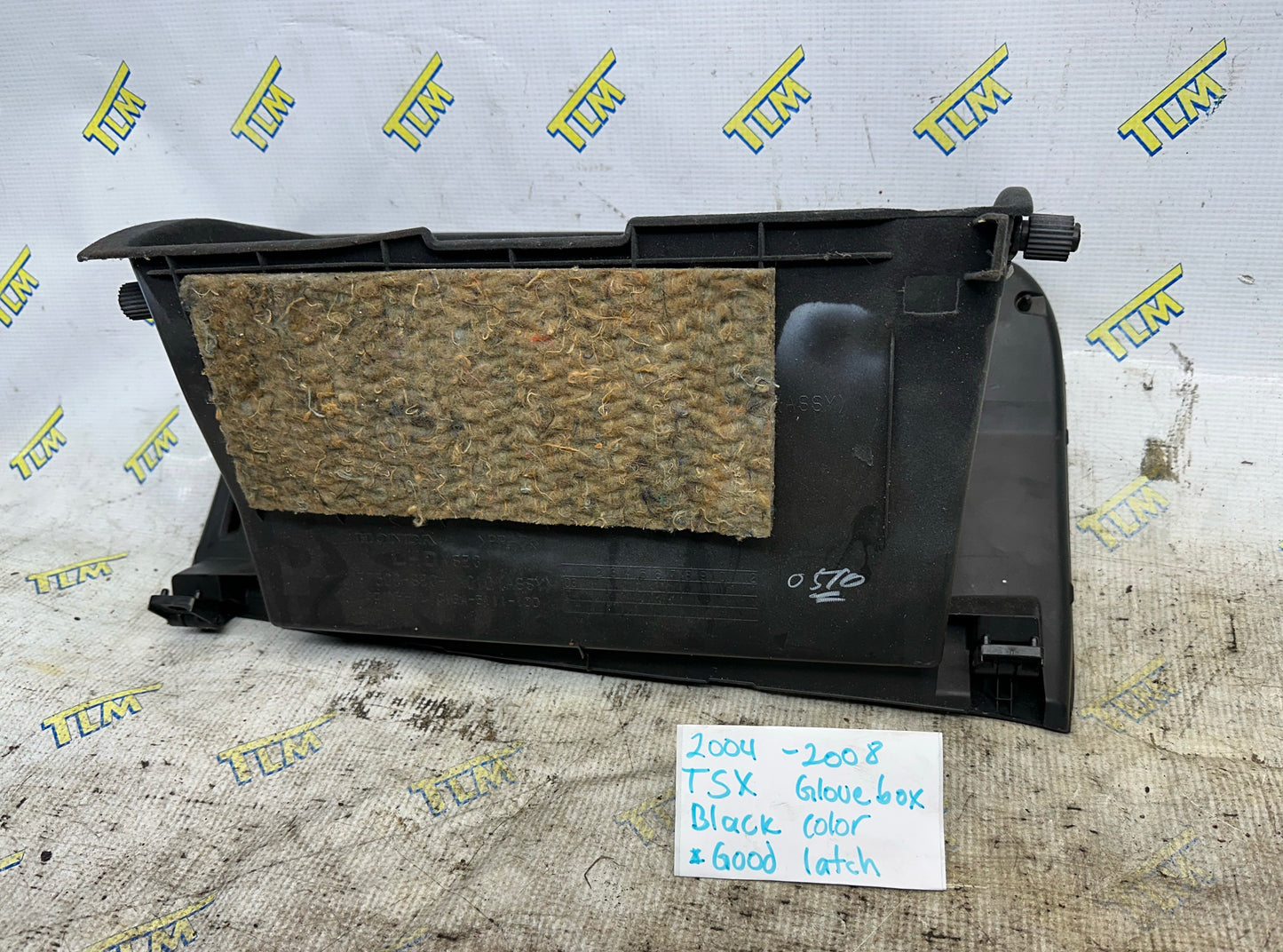 04-08 Acura TSX Glove Box Door Dash Bin Black Leather 05 06 07 Good Latch OEM