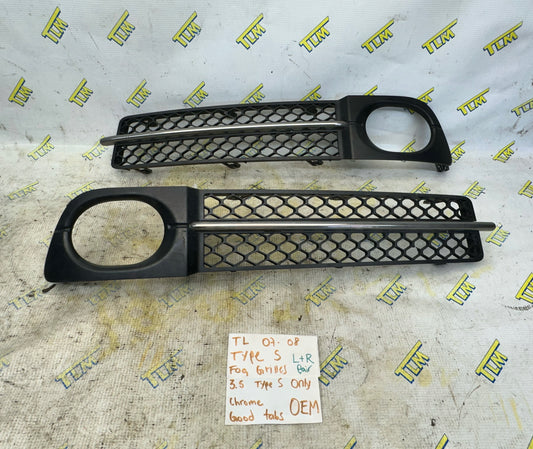 07 08 Acura TL *TYPE S* Front Fog Grille Trim Cover Bezel DRIVER & PASSENGER OEM