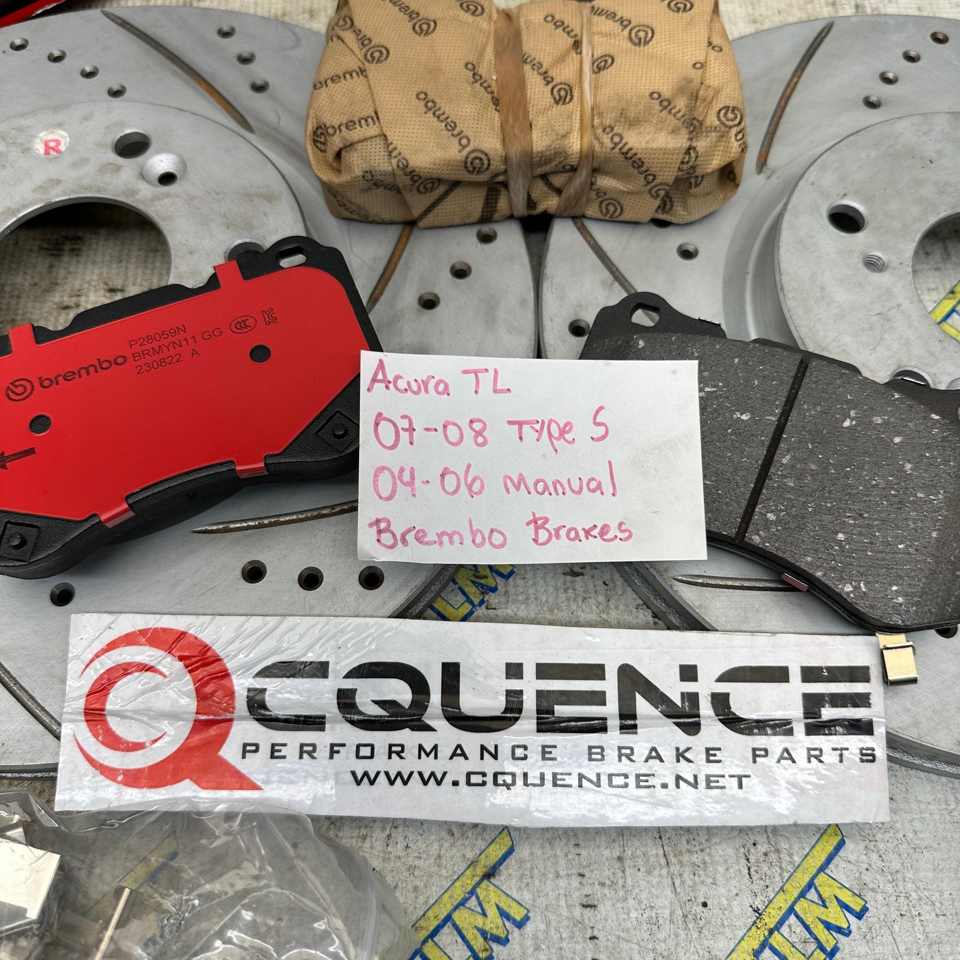 Acura TL Brembo Brakes ** Cquence Drilled Slotted Brake Rotors Front and rear ** with Brembo Pads 07-08 type S or Manual TL 04-06