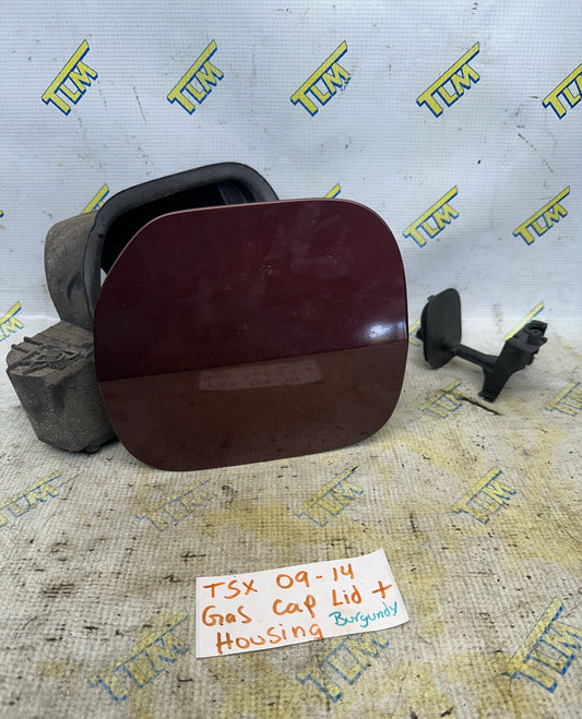09-14 Acura TSX Fuel Gas Cap Cover Lid with Housing 2010 2011 2012 2013 Burgundy OEM