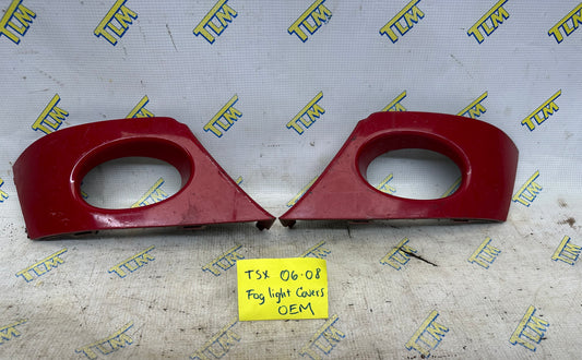 06-08 Acura TSX Front Bumper Fog Cover Bezel 2006 2007 2008 07 Red Plastic OEM