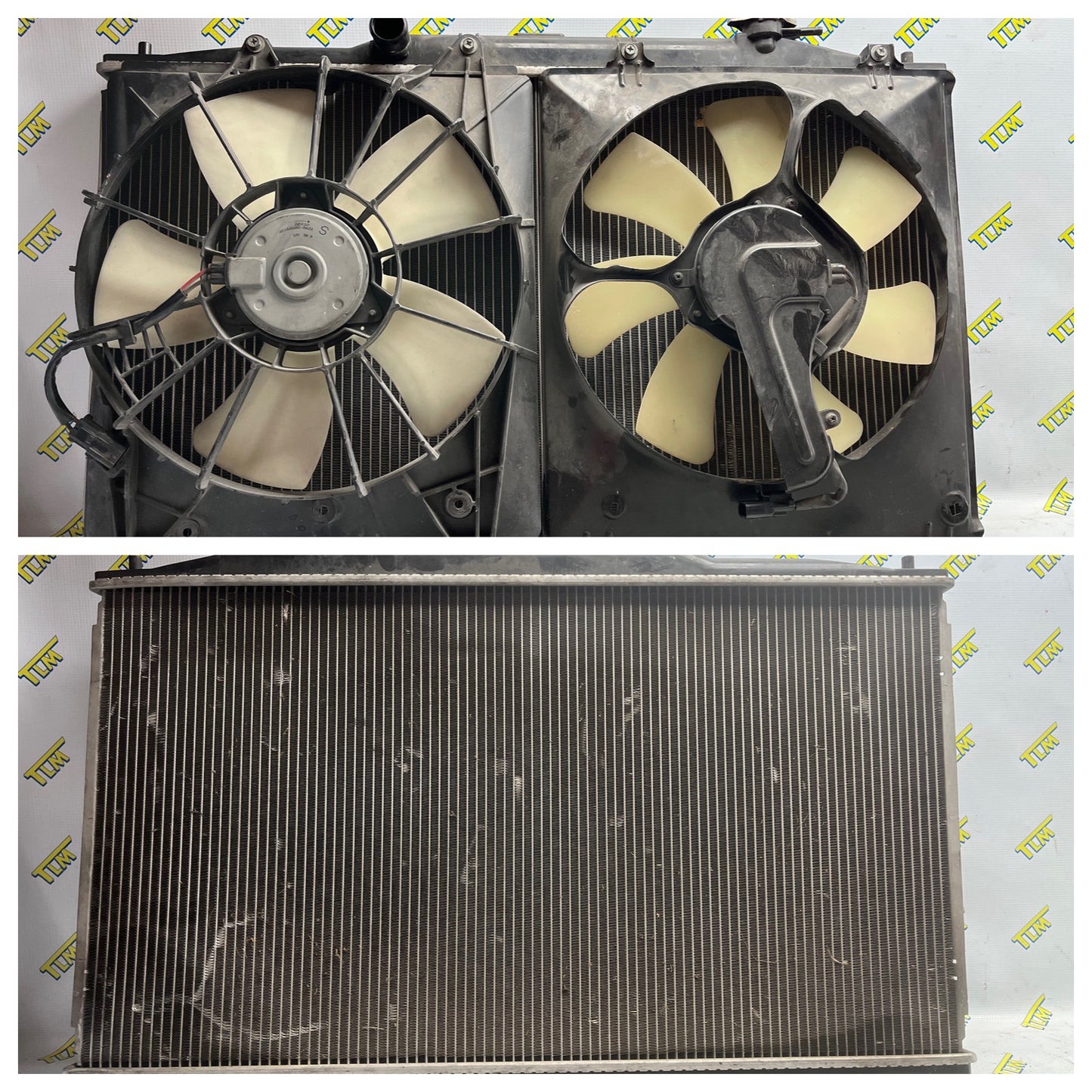 04-08 Acura TL AC Condenser A/C & Cooling Fan Set Driver Passenger 05 06 07 OEM