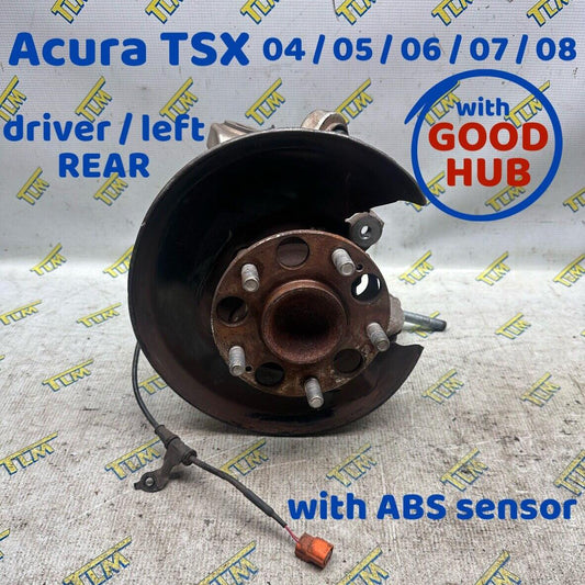 04-08 Acura TSX REAR DRIVER *with HUB* Knuckle Spindle LEFT 04 05 06 07 08 OEM