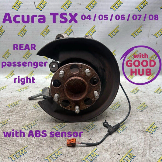 04-08 Acura TSX REAR PASSENGER *with HUB* Knuckle Spindle RIGHT 05 06 07 OEM