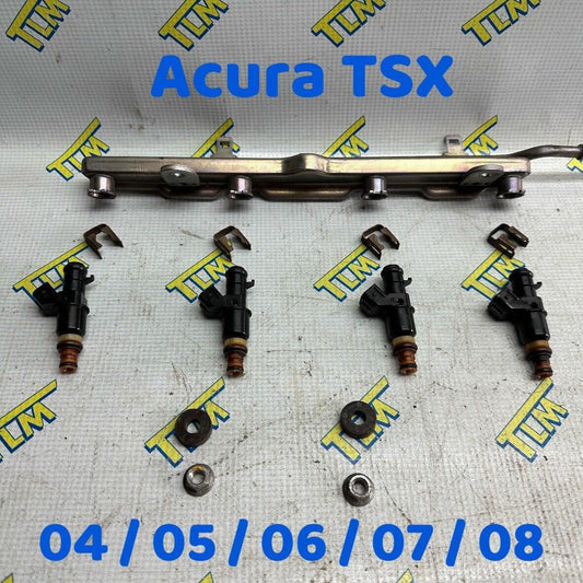 2006 Acura TSX Injectors And Fuel Rail 2.4 Engine K24A2 2004 2005 2007 2008 OEM