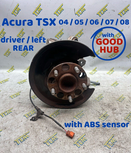 04-08 Acura TSX REAR DRIVER *with HUB* Knuckle Spindle LEFT 04 05 06 07 08 OEM
