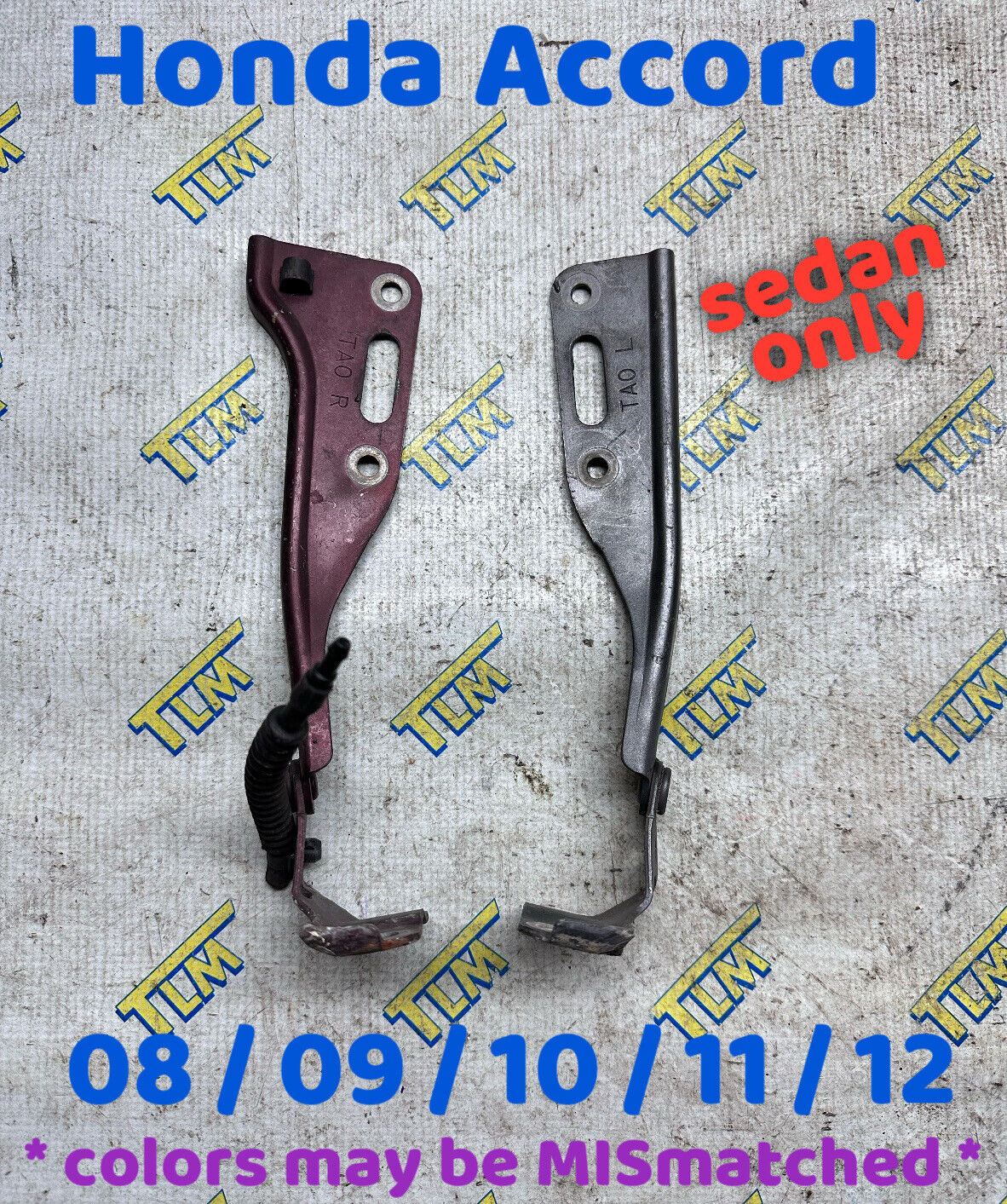 08-12 Honda Accord SEDAN Hood Hinges Pair Left & Right 09 2010 2011 2012 OEM